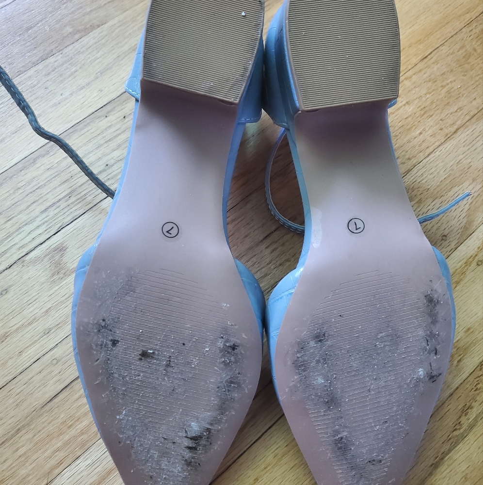 Lucinda Slate Blue Crocodile-Embossed Ankle Strap Pumps - Picture 3 of 3